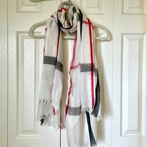 White, Red & Gray Plaid Scarf